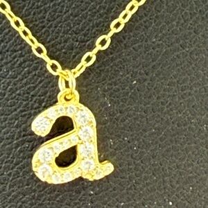 Argento Vivo NEW “a” Sterling Silver Mini Pavé Initial Necklace